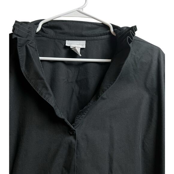 Soft Surroundings Black Button Up Pleated Collar Cuffs Women's Shirt 3X - Picture 4 of 7